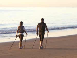 marche, plage, romantique