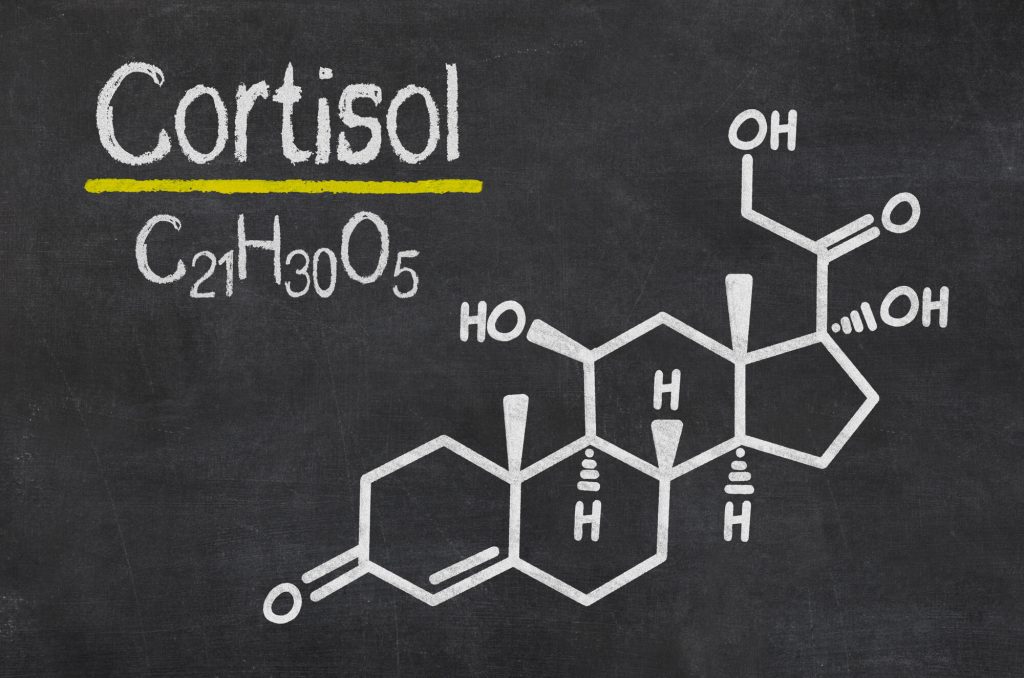 Ardoise avec la formule chimique du cortisol